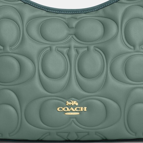 Laurel Shoulder Bag In Blocked Signature Maxi Signature Leather (Sage/Turquoise) - Picture 4 of 16